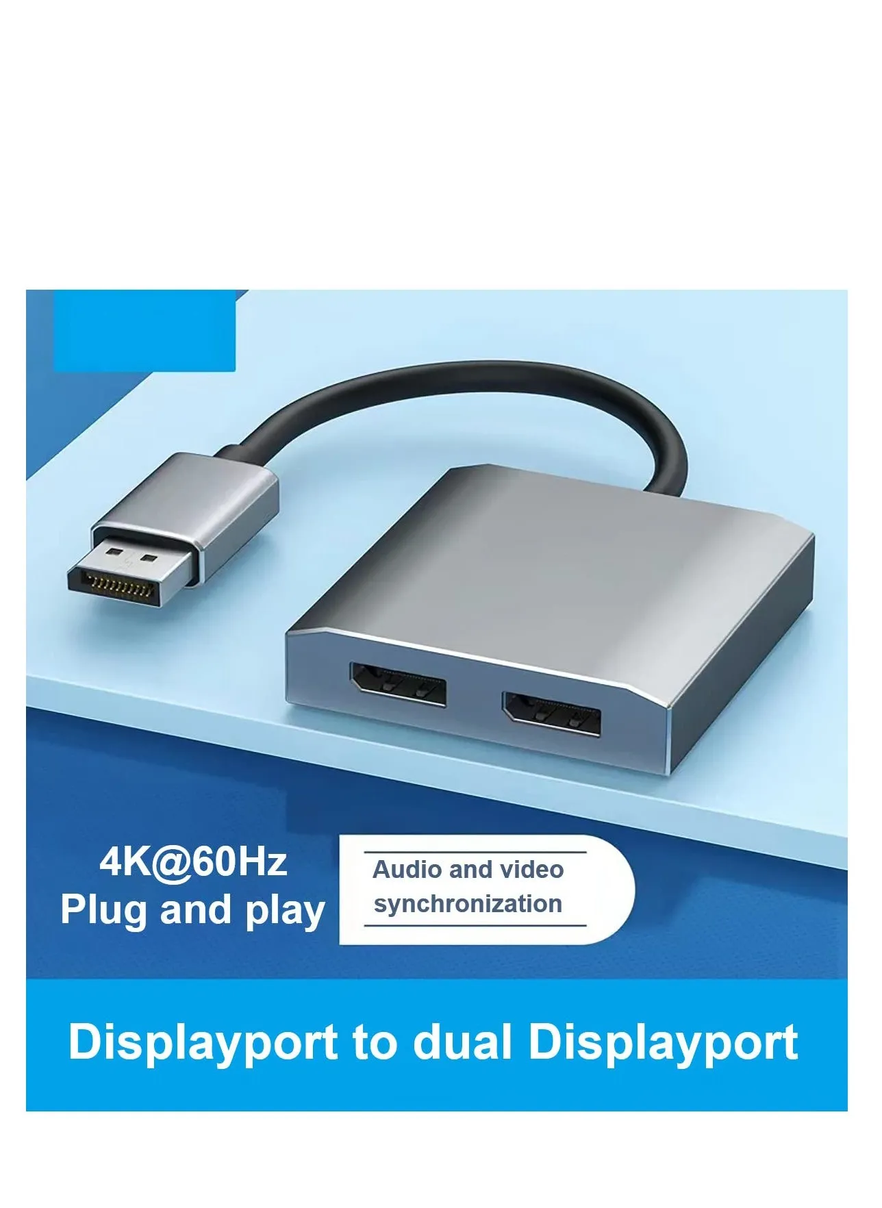 موزع DP إلى منفذين DisplayPort، دقة 4K مزدوجة عند 60 هرتز، محول محور نقل متعدد التدفقات (MST)، DP إلى محورين DisplayPort يدعمان نقل متعدد التدفقات بدقة 4K لنظامي التشغيل Windows وMac-2