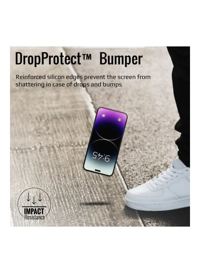 زجاج DropProtect للخصوصية ثلاثي الأبعاد مع مصد مدمج لهاتف iPhone 14 Pro Max-2