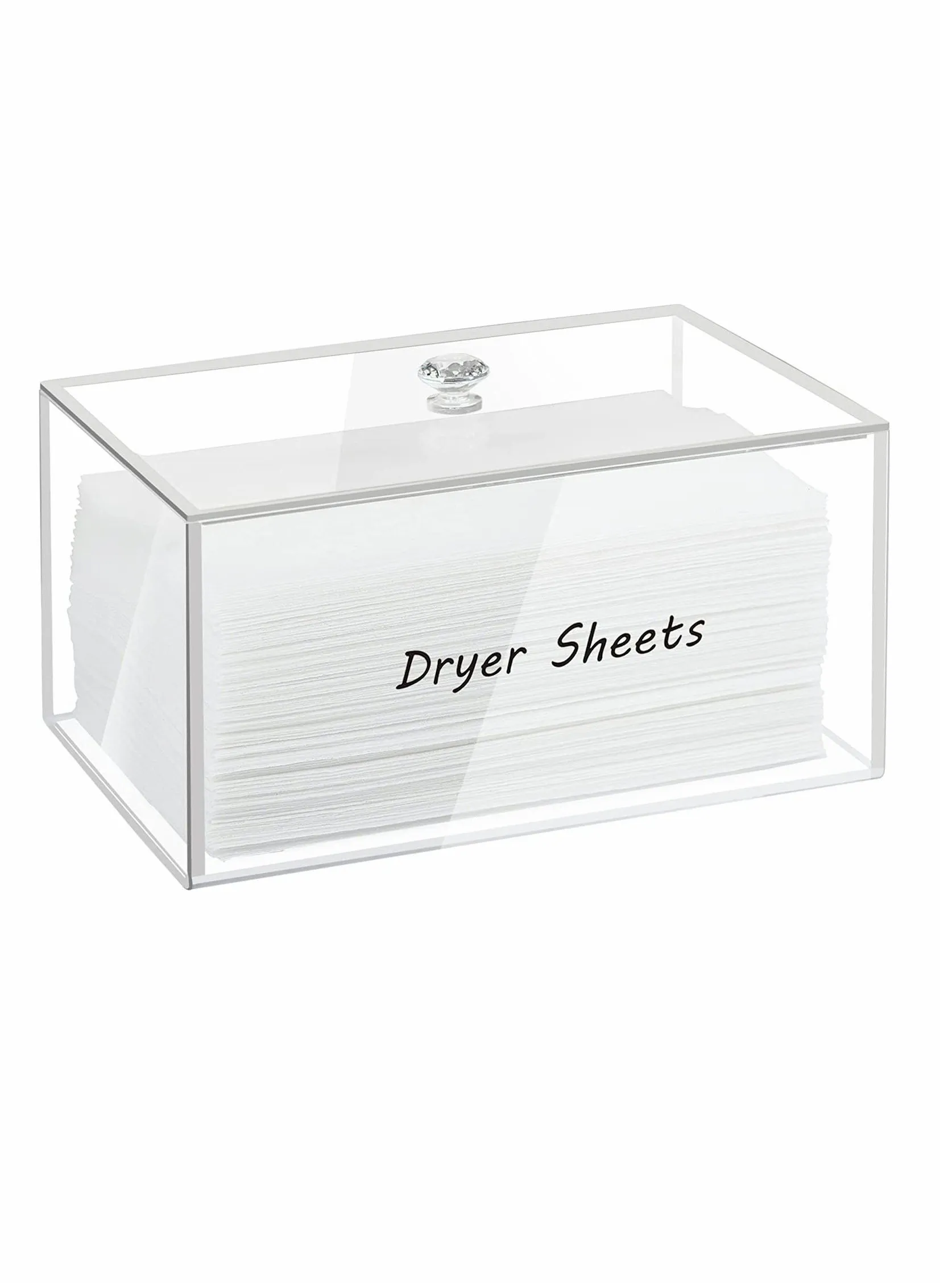 Dryer Sheet Holder, Dispenser, Acrylic Container Storage Box for Laundry Room Organization, Holds Sheets, Balls, Clothes Pins, Pods-1