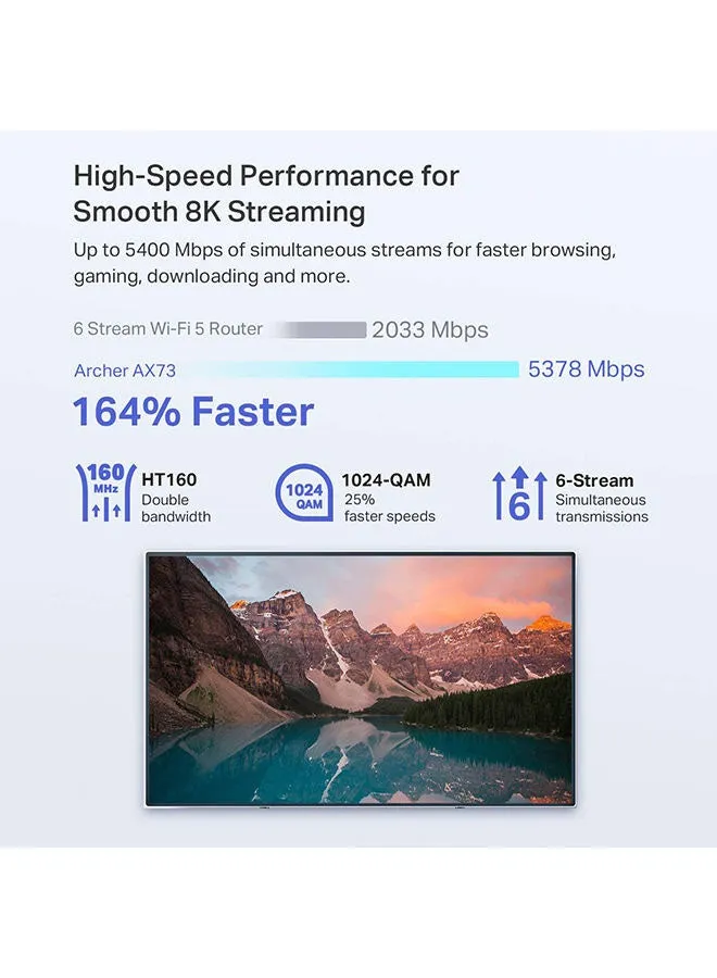 راوتر آرشر AX73 AX5400 بشبكة واي فاي 6 جيجابت ثنائي النطاق بـ 6 هوائيات أسود-2