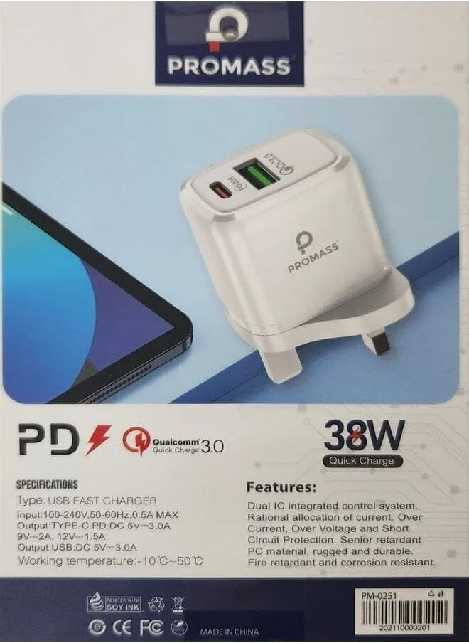 منفذ شاحن سريع مزدوج QC3.0 مع منفذ PD-2