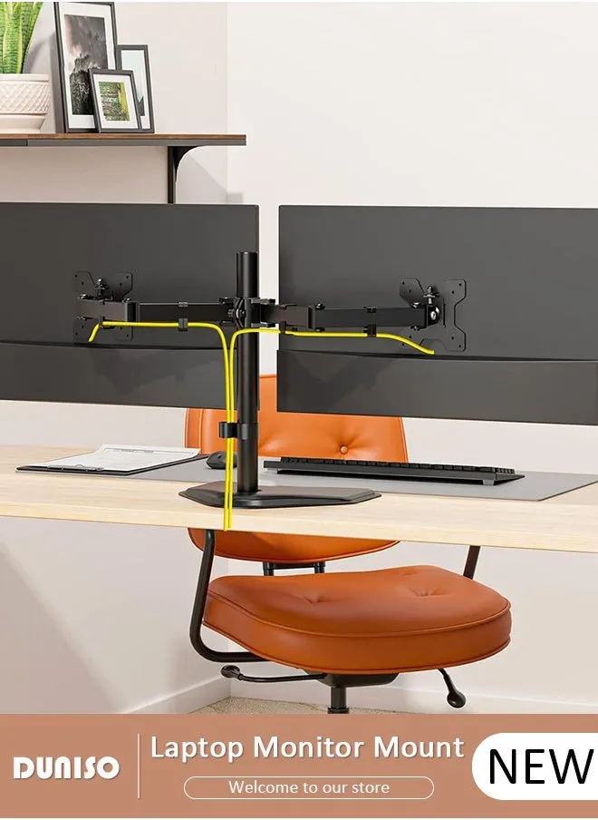 Dual Monitor Desk Mount, Heavy Duty Fully Adjustable Steel Stand, Dual Monitor Arm for Desk, Fits Two Screens up to 13-27 inch, Computer Monitor Stand with VESA Mount, Holds up to 22 lbs per Arm-1