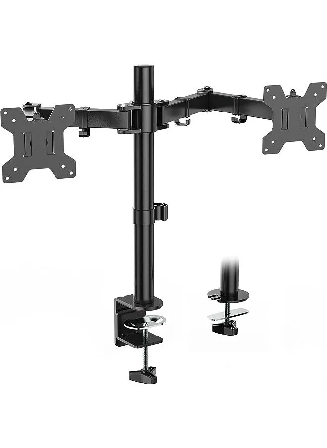 Dual Monitor Mount, Monitor Arm Fits 2 Screens up to 27 inch, Dual Monitor Stand for Desk 22 lbs Weight Capacity per Arm Fully Adjustable Designed for Home Office (M002), Black-1