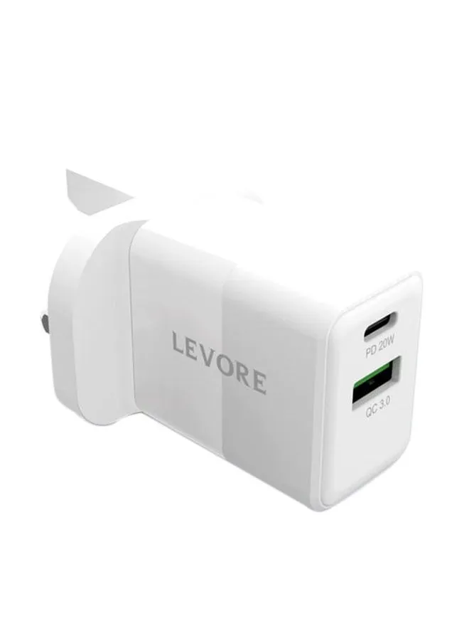 شاحن حائط بمنفذين USB وType-C بقوة 20 وات-1