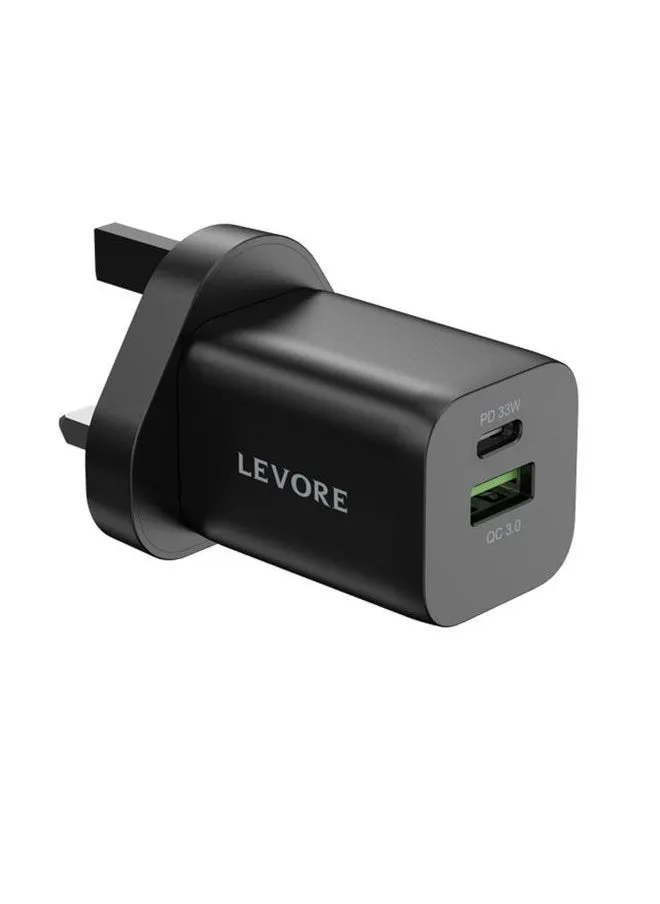 شاحن حائط بمنفذين USB وType-C بقوة 33 وات-1