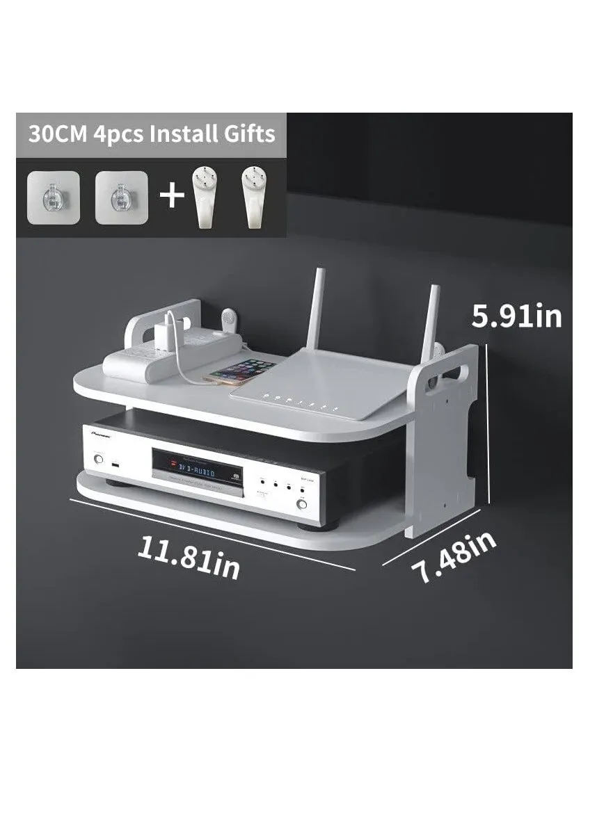 رفوف تخزين لجهاز توجيه واي فاي لاسلكي من ECVV، رفوف تنظيم بلاستيكية ABS معلقة على الحائط، حامل كبل الطاقة، صندوق منظم للديكور المنزلي (WT3)-2