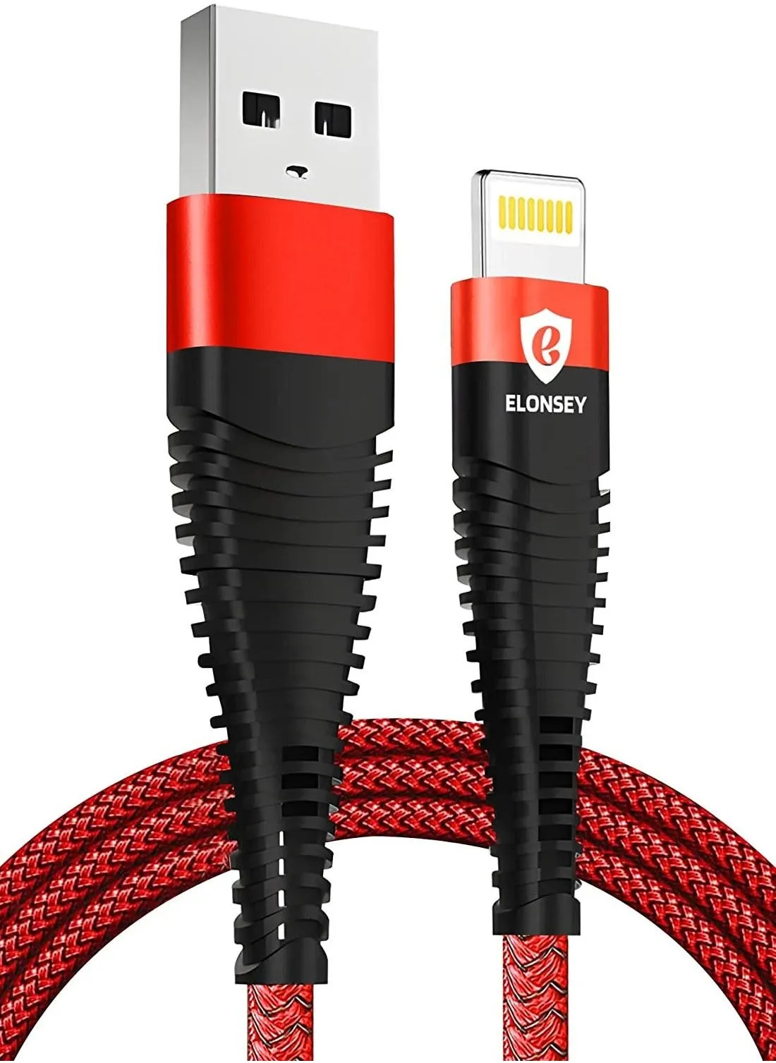 كيبل شحن USB الي لايتنينج بطول 1 متر من الونسي، لتوصيل الطاقة، متوافق مع ايفون 13 ميني/ 13/ 13 برو/ 13 برو ماكس و12 برو/ ماكس/ اكس وايباد برو، احمر (USB نوع A الى ايفون)-1