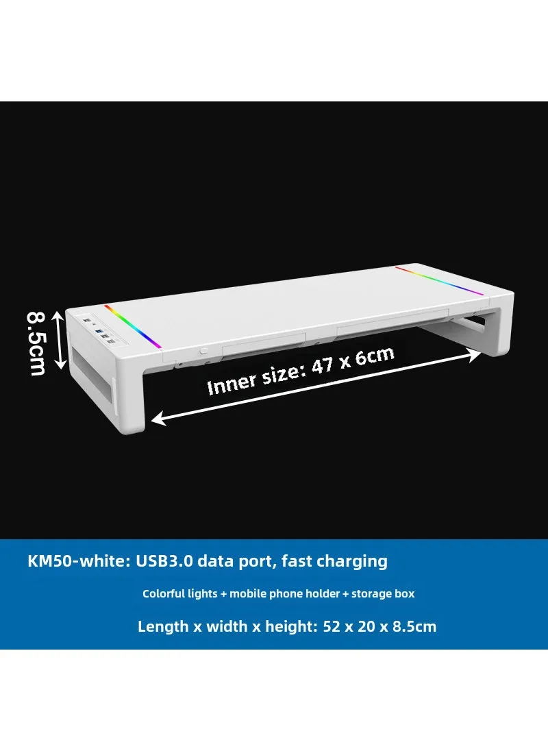 Ergonomic Monitor Stand with USB Hub and LEDKM50 White KM50 White-1