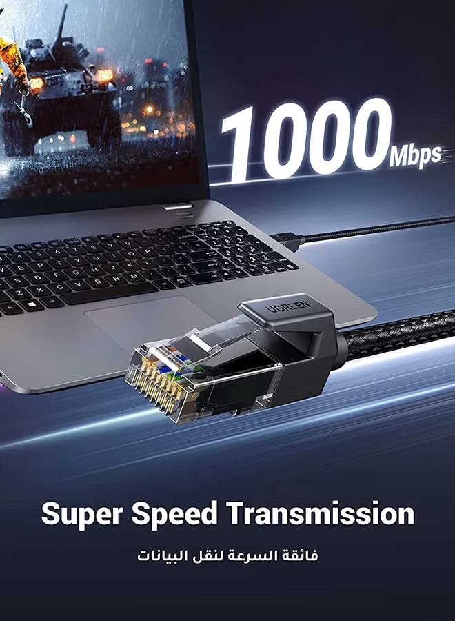 كابل إيثرنت Cat 6 مضفر Cat6 جيجابت عالي السرعة تصل الى 1000Mbps كابل إنترنت RJ45 محمي شبكة LAN متوافق مع PS5 و PS4 و Xbox والتلفزيون الذكي وسويتش والراوتر وواي فاي موسع ولوحة التصحيح-1 متر أسود-2