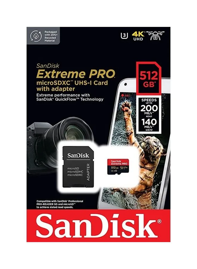 بطاقة Extreme Pro microSD UHS I لفيديو بدقة 4K على الهواتف الذكية وكاميرات الحركة والطائرات بدون طيار، قراءة بسرعة 200 ميجابايت/ثانية، وكتابة 140 ميجابايت/ثانية، وضمان مدى الحياة-2