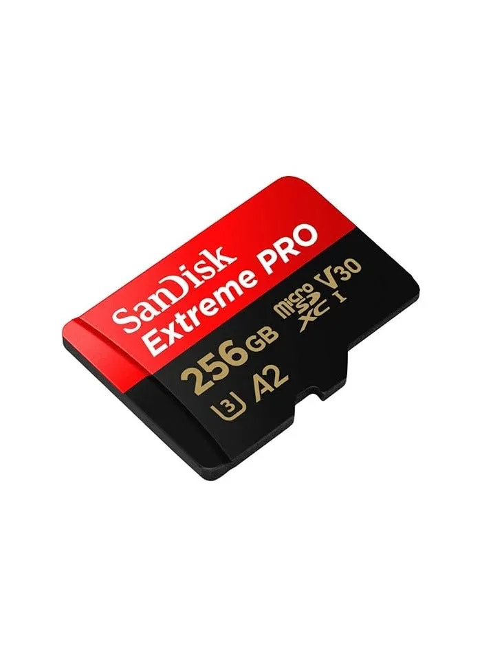 بطاقة Extreme Pro microSD UHS I لمقاطع الفيديو بدقة 4K على الهواتف الذكية وكاميرات الحركة والطائرات بدون طيار، سرعة قراءة 200 ميجابايت/ثانية، سرعة كتابة 140 ميجابايت/ثانية، SDSQXCD 256G GN6MA، أحمر/أسود-2