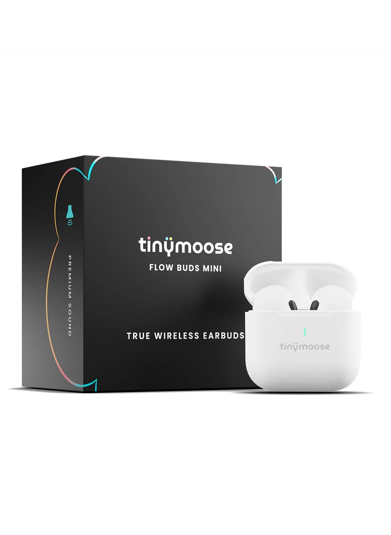 سماعات بلوتوث Tinymoose Flow Mini TWS، بلوتوث 5.3، سماعات لاسلكية مدمجة،  صوت HiFi، اتصال سريع، ميكروفون HD، بطارية 35 ساعة مع علبة حماية سيليكون - تصميم أنيق ومحمول - أبيض-1