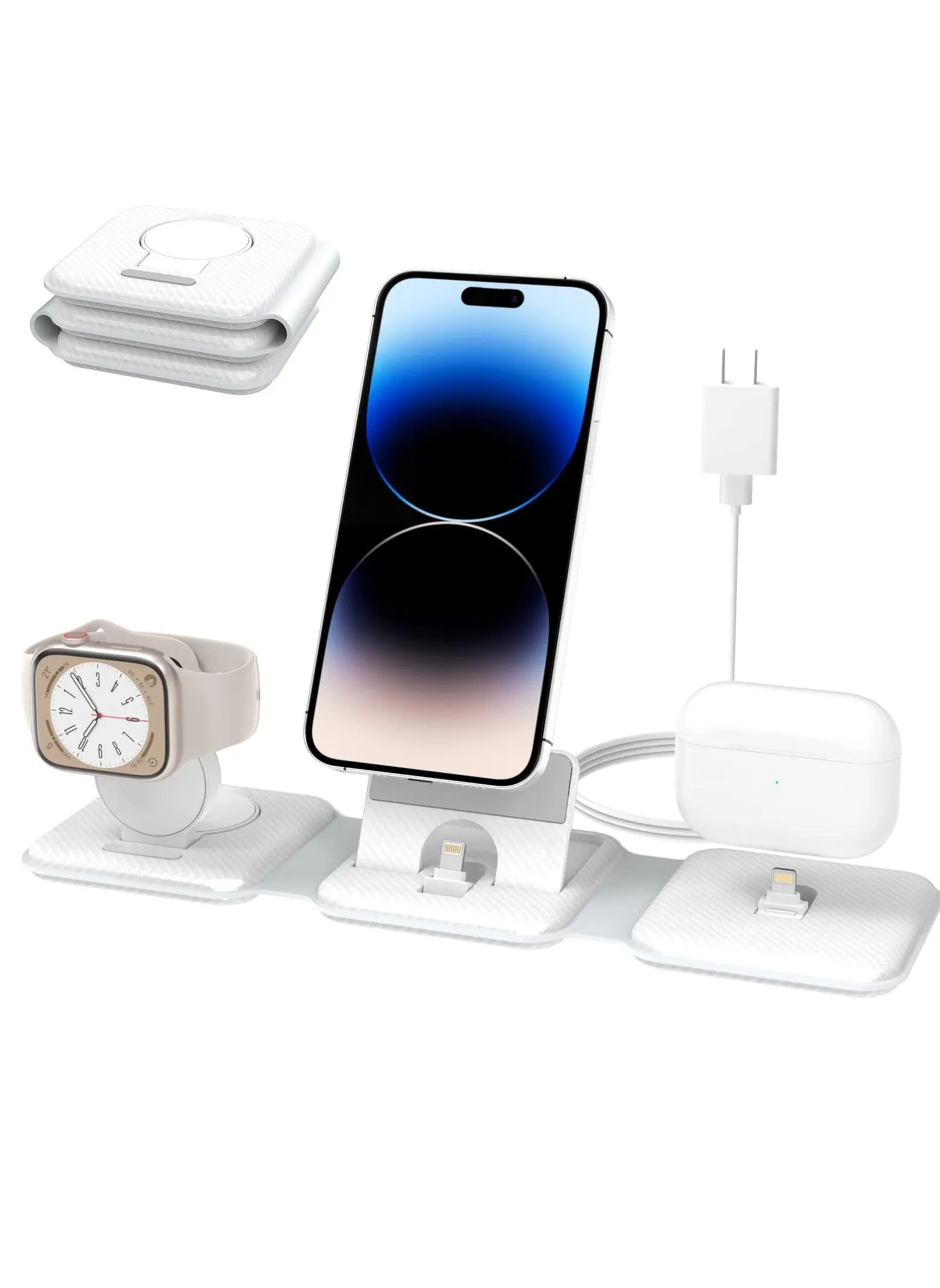 Foldable 3 in 1 Charging Station, Protable Travel Charger Dock Stand for iPhone Multiple Devices, 10W Fast Charging Pad for iPhone 14 Pro Max/13/12/11/X, For Airpods, For Apple Watch 8/Ultra/7/6/SE/5-1