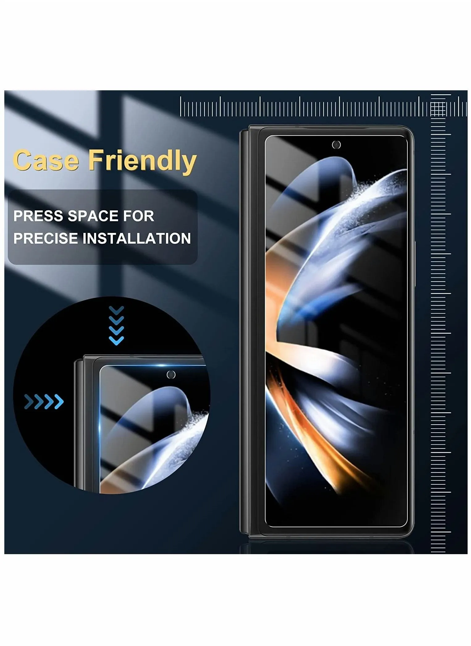 لهاتف Samsung Galaxy Z Fold 4 واقي شاشة أمامي من الزجاج المقسى، غطاء حماية 9H صلابة HD شفاف + واقي عدسة الكاميرا لهاتف Galaxy Z Fold 4 5G - مضاد للخدش-2