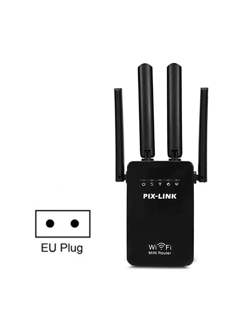 Four antenna dual network port 300m wireless routing Repeater 300MBPA WIFI RepeaterBlack European gauge Black European gauge-1