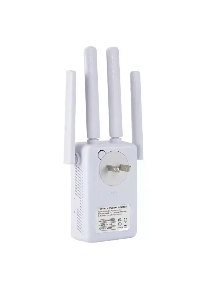 Four antenna dual network port 300m wireless routing Repeater 300MBPA WIFI RepeaterWhite Australian Rules White Australian Rules-1