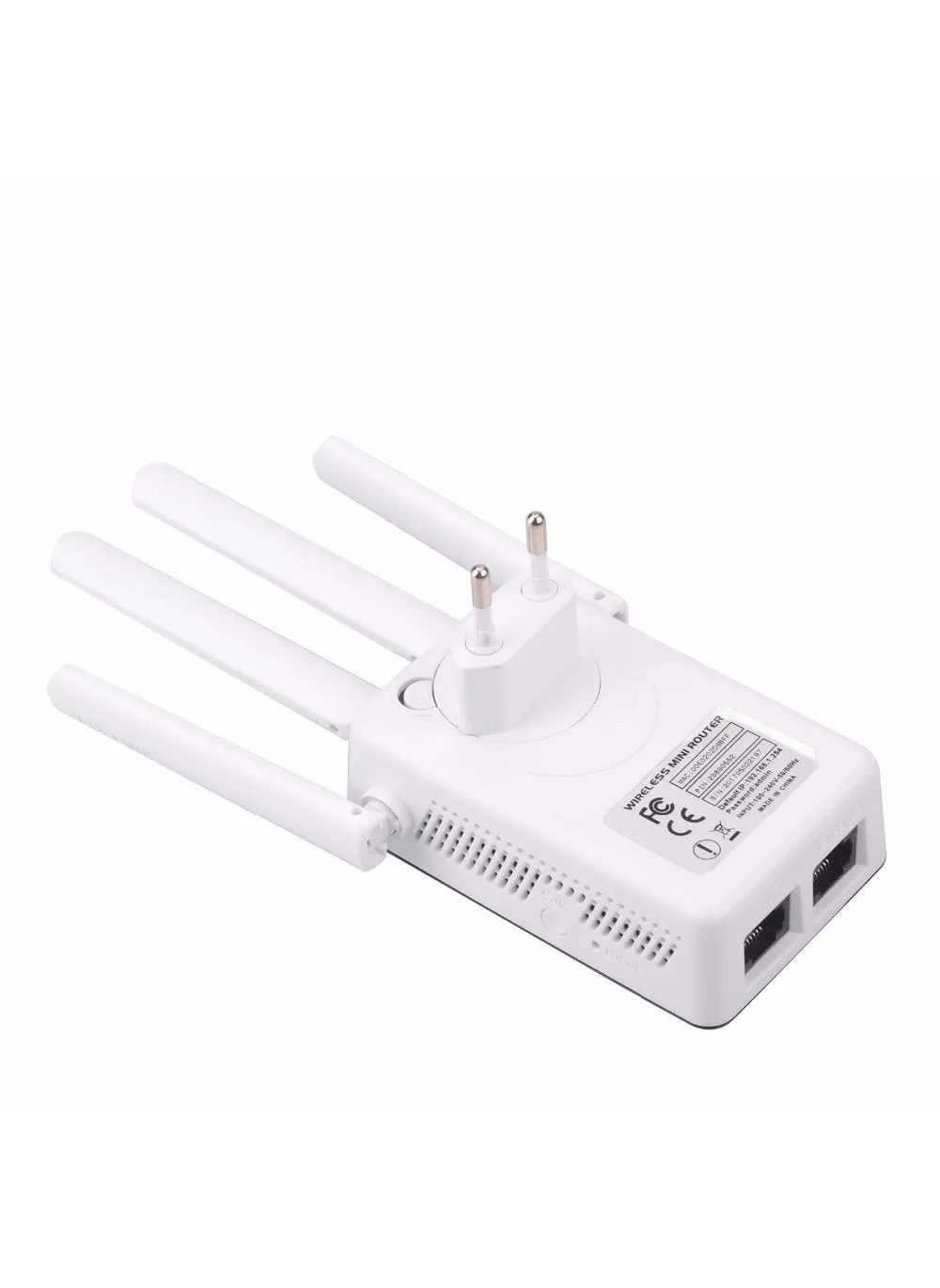 Four antenna dual network port 300m wireless routing Repeater 300MBPA WIFI RepeaterWhite European gauge White European gauge-1