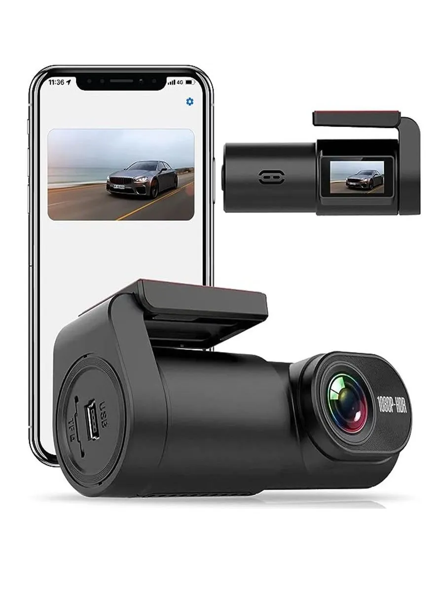 كاميرا أمامية Dashcam 1080P Dash Cam كاميرا سيارة للمراقبة 360 واي فاي كاميرا داش صغيرة ذكية للسيارات 1 بوصة تطبيق شاشة IPS، تسجيل حلقة، شاشة وقوف السيارات 24 ساعة، مستشعر G، دعم المسجل الأمامي 128 جي-1