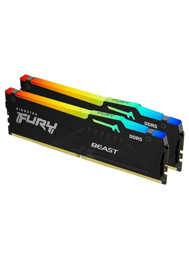 Fury Beast DDR5 RGB (2x32GB) 5600MT/s DDR5 CL40 DIMM مجموعة ذاكرة ألعاب سطح المكتب مكونة من 2 - KF556C40BBAK2-64-1