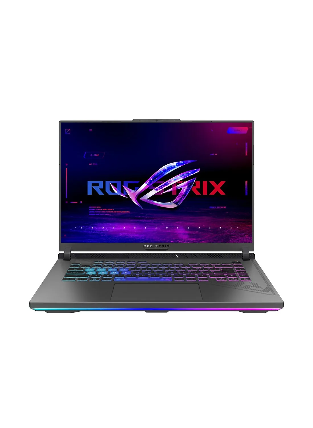 لابتوب G614JU-N3111W ROG ستريكس G16 بشاشة مقاس 16 بوصة ومعالج كور i7-13650HX وذاكرة وصول عشوائي رام 16 جيجابايت ومحرك أقراص اس اس دي سعة 1 تيرابايت وبطاقة رسومات انفيديا جي فورس ار تي اكس 4050 سعة 6 جيجابايت ونظام تشغيل ويندوز 11 هوم الإنجليزية/العربية الكسوف الرمادي-1