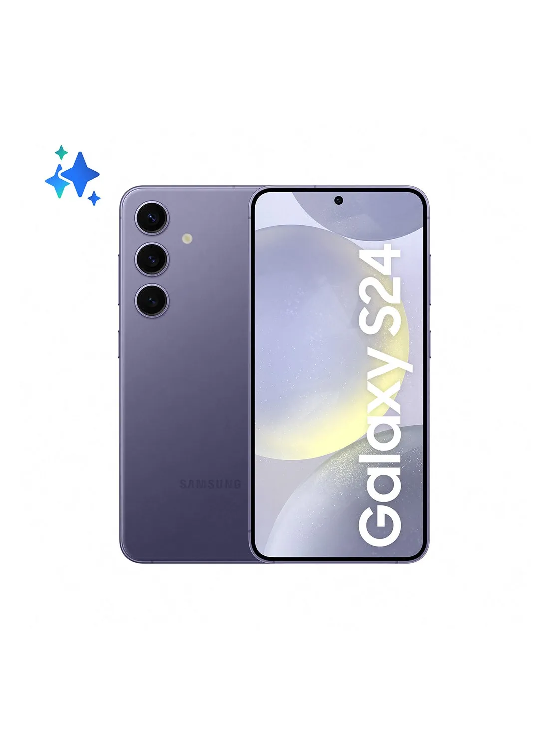 هاتف Galaxy S24 ثنائي الشريحة باللون البنفسجي الكوبالت، وذاكرة الوصول العشوائي (RAM) سعة 8 جيجابايت، وذاكرة تخزين داخلية 256 جيجابايت، يدعم تقنية 5G، مع حافظة أدوات، ومحول سفر بقدرة 25 وات - إصدار الشرق الأوسط-2