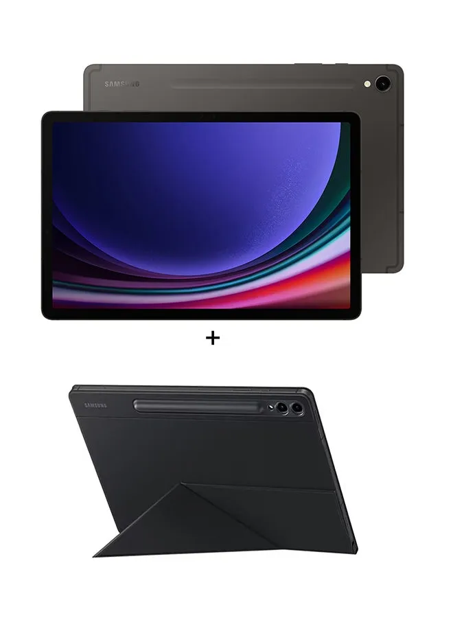 جهاز Galaxy Tab S9 جرافيت، ذاكرة وصول عشوائي 8 جيجابايت، 128 جيجابايت، واي فاي، مع غطاء ذكي للكتاب - إصدار الشرق الأوسط-1