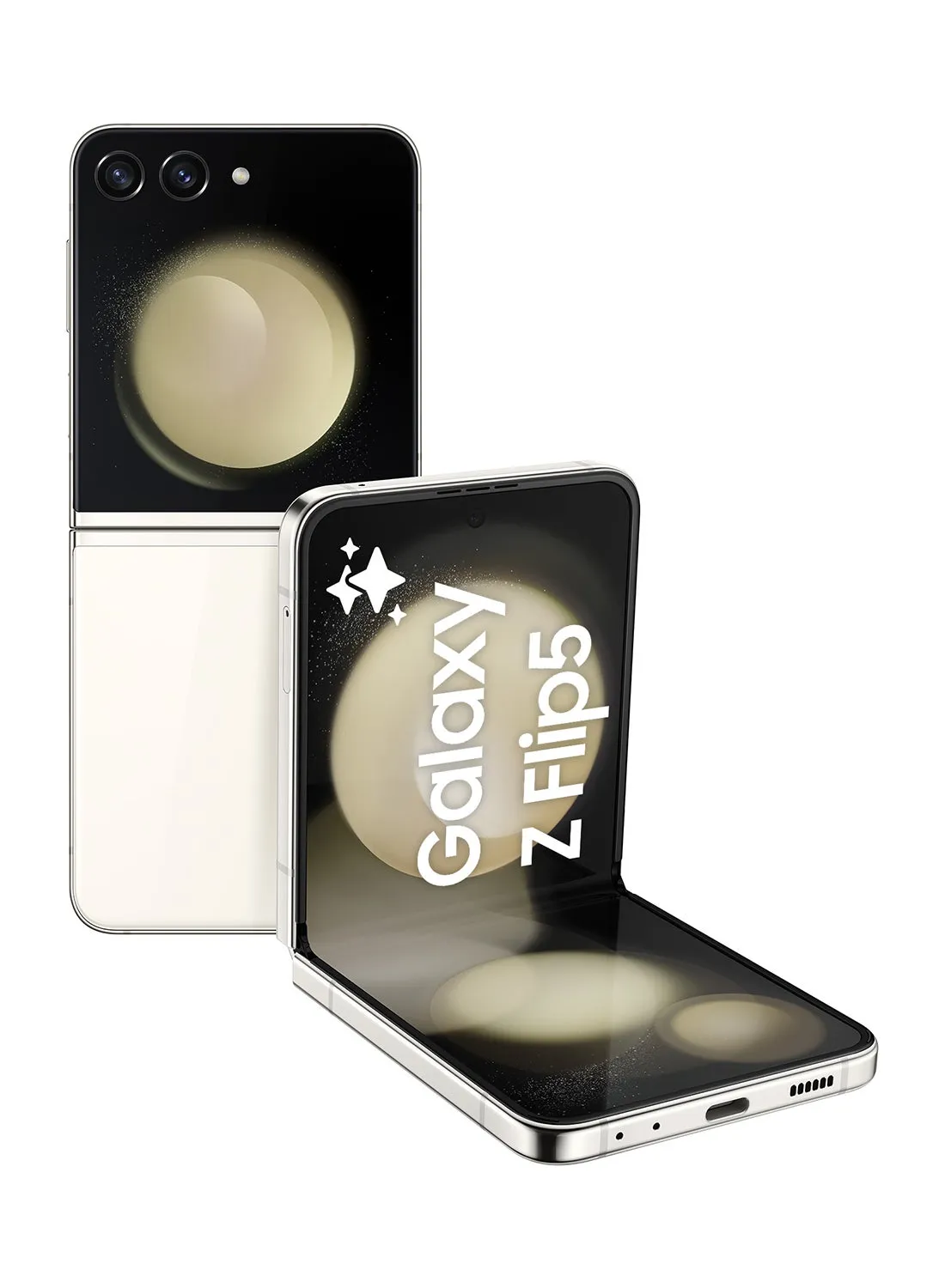 هاتف Galaxy Z Flip 5 بشريحتي اتصال باللون الكريمي وذاكرة وصول عشوائي (RAM) سعة 8 جيجابايت وذاكرة داخلية 256 جيجابايت يدعم تقنية 5G - إصدار الشرق الأوسط-1