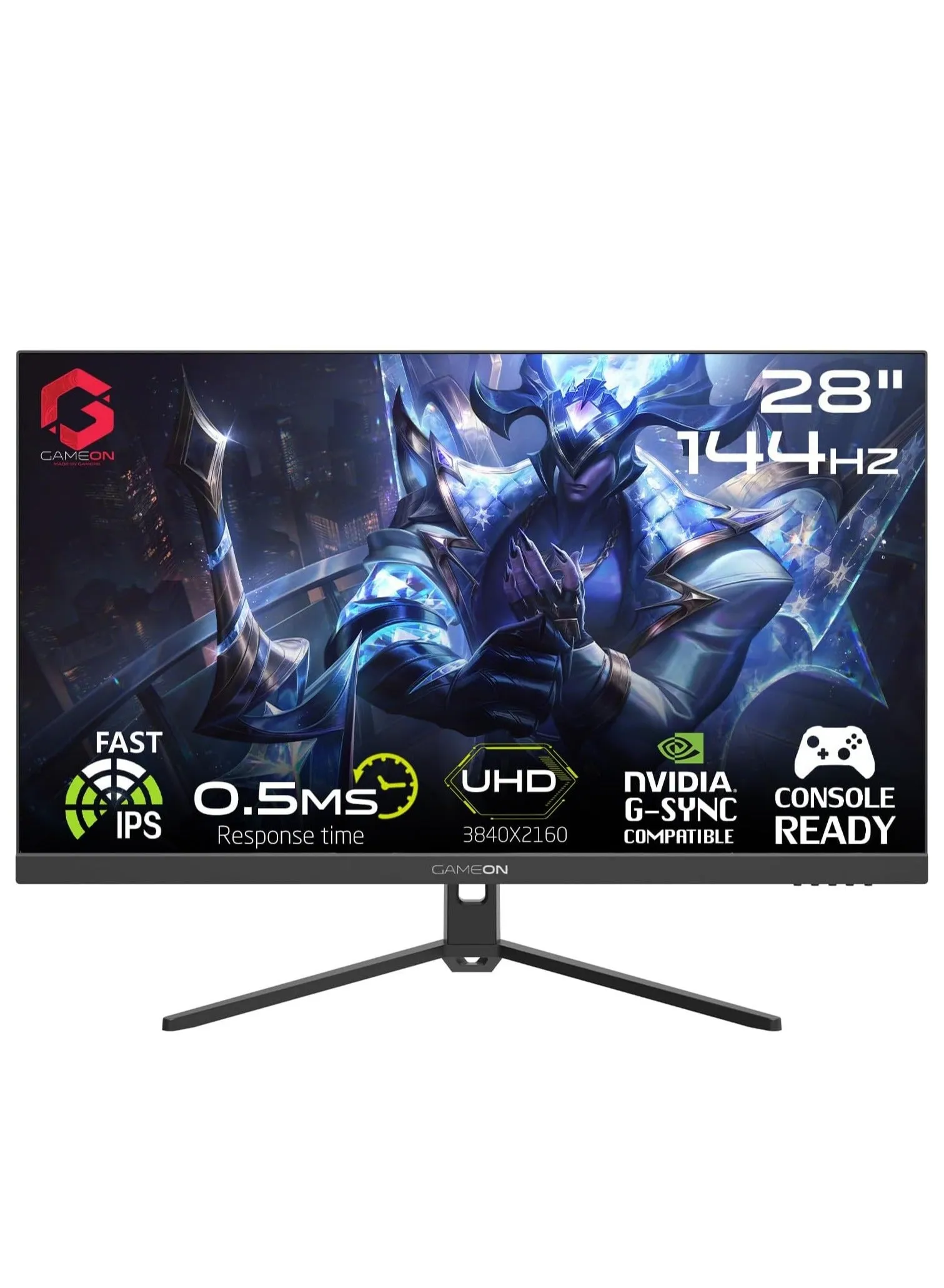 شاشة ألعاب GAMEON GOP28UHD144IPS مقاس 28 بوصة 4K UHD 144 هرتز، معدل تحديث 0.5 مللي ثانية MPRT HDMI 2.1 مع G-Sync ودعم المزامنة المجانية PS5 أسود أسود-1