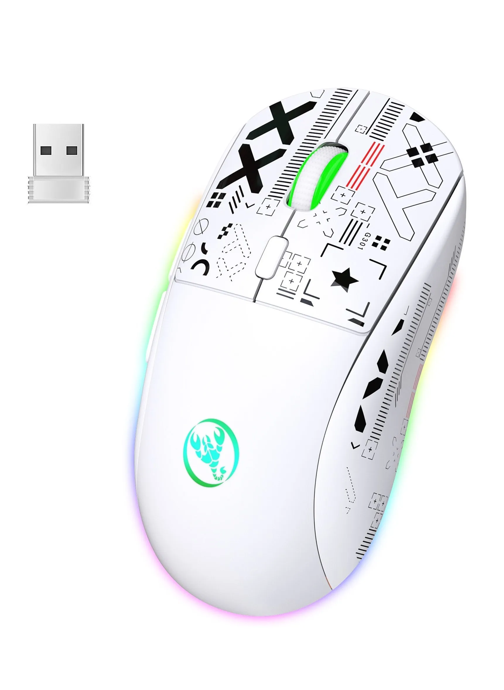 Gaming Mouse, Wired/Wireless/Bluetooth Tri Modes, Wireless Mouse for Laptop, Portable Type C Charging 5 Level DPI Mouse with 12 RGB Lighting Modes-1