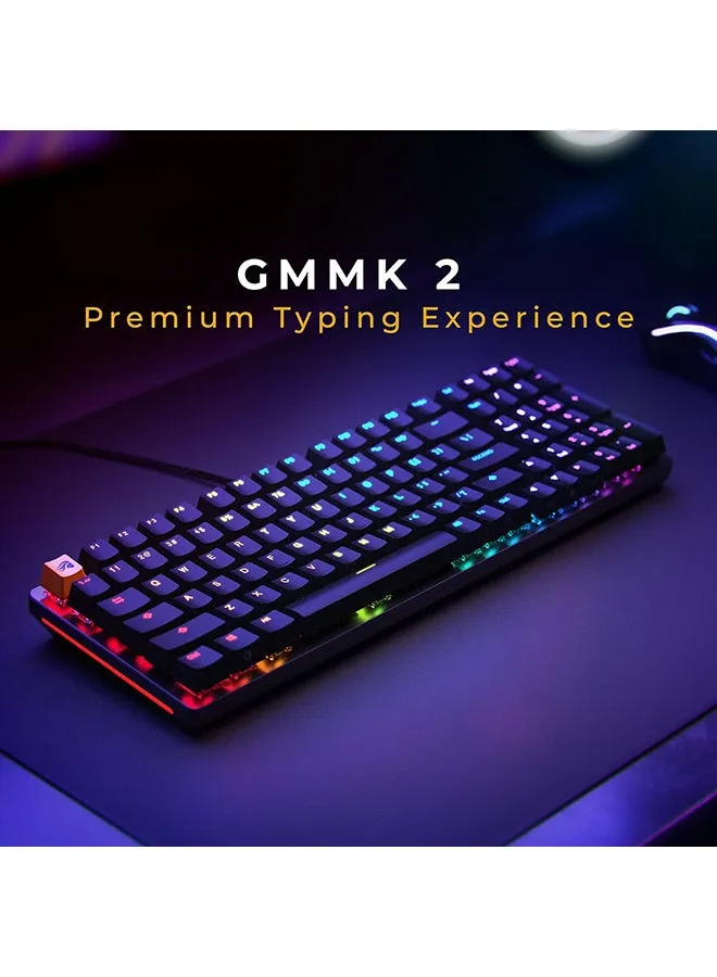 Glorious GMMK 2 96% العربية والإنجليزية RGB Gaming - لوحة مفاتيح ميكانيكية قابلة للتبديل السريع TKL، مفاتيح خطية، سلكية، ألعاب TKL وحجم كامل - لوحة مفاتيح RGB سوداء-2