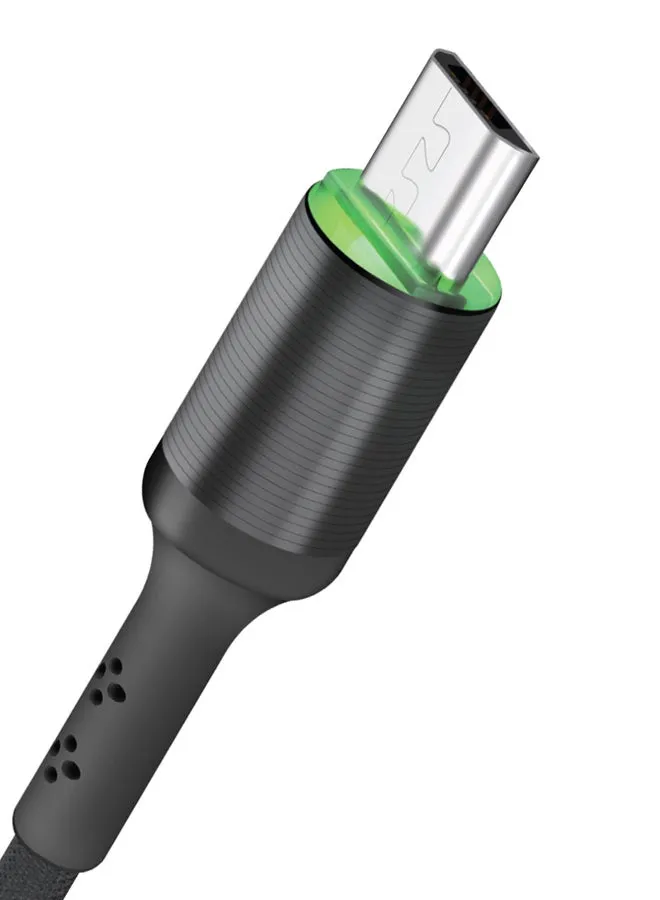 كابل شحن مايكرو USB مع مصباح LED من سلسلة جلوينج طراز Exc35 أسود-2