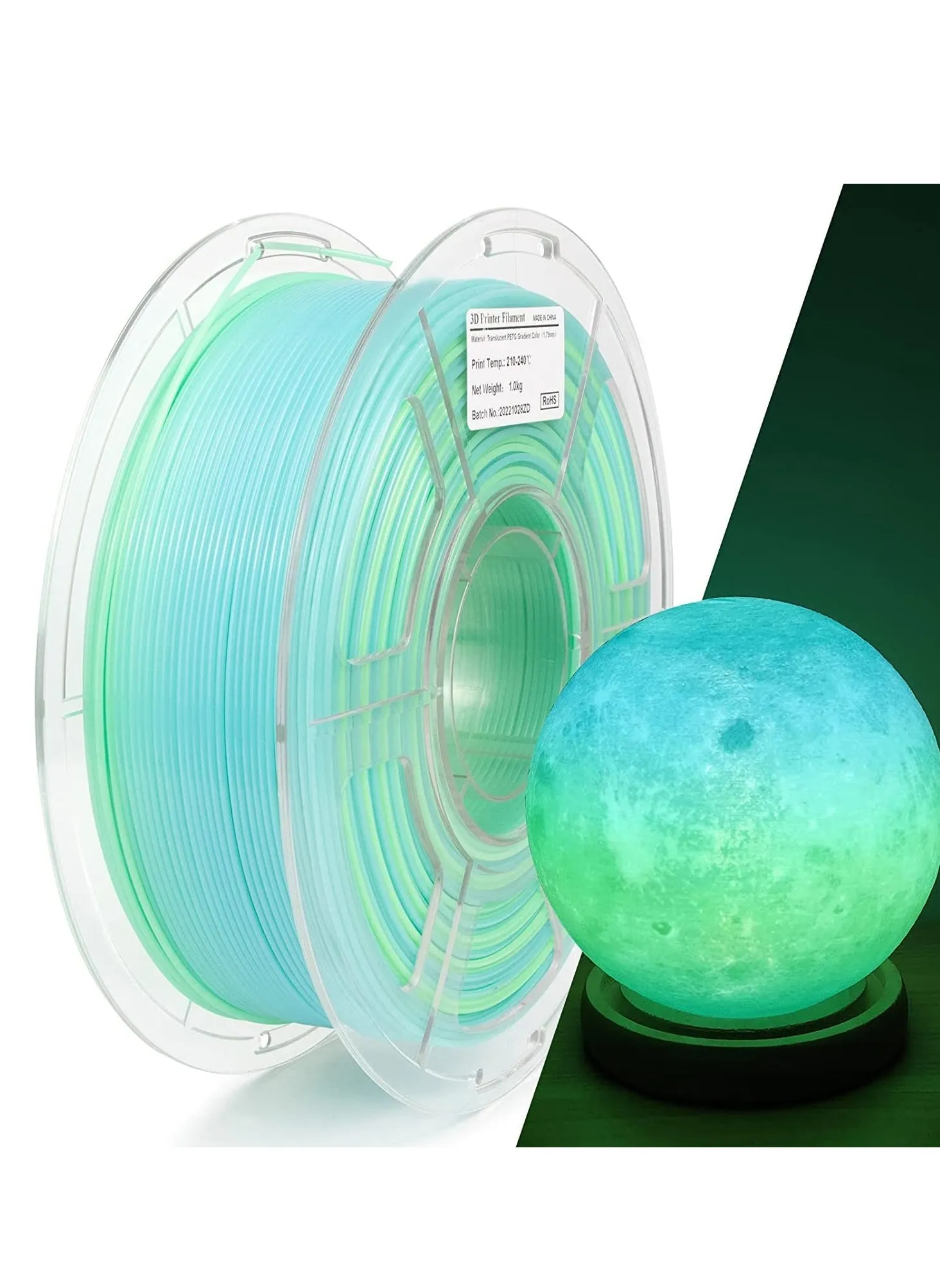 Gradient PETG 3D Printer Filament 175mm Color Changing Blue Green 1Kg Spool Compatible with Most 3D Printers-1