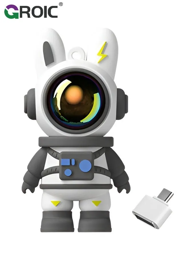 Grey Cute Space Rabbit USB Flash Drive, Thumb Drive 64GB Waterproof USB 2.0 Memory Stick Small Size USB Drive Gift-1