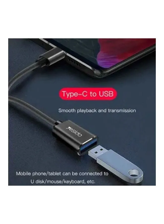 كابل نقل بيانات فائق السرعة بمنفذ USB 3.0 Type-C OTG, طراز GS01 أسود-2