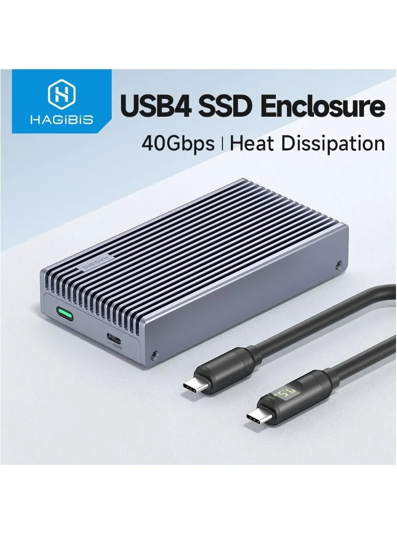 Hagibis 40Gbps USB4 M.2 NVMe SSD Enclosure With LED Display USB4 Cable for Thunderbolt 4/3 USB 3.2/3.1/3.0 B+M M-Key SSD Case-1