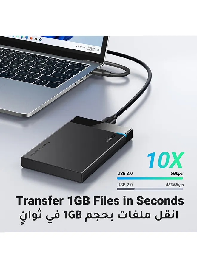 حاوية القرص الصلب وغطاء القرص الصلب الخارجي USB 3.0 إلى ساتا بمقاس 2.5 متوافق مع سانديسك وويسترن ديجيتال وسيغات وتوشيبا وهيتاشي ساتا 3، و HDD وSSD 6TB وبلاي ستيشن 4 （غطاء فقط والقرص الصلب غير مشمول）أسود أسود-2