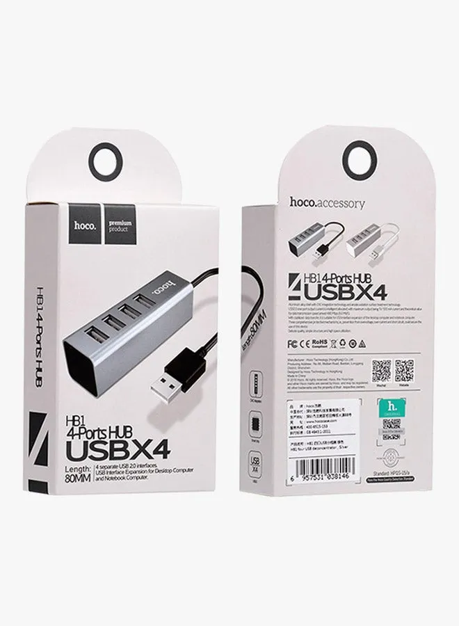 موزع USB بـ 4 منافذ HB1 فضي-2