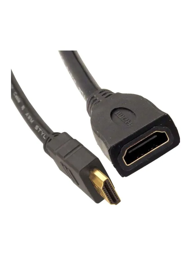 كابل تمديد من HDMI أنثى إلى ذكر أسود-2