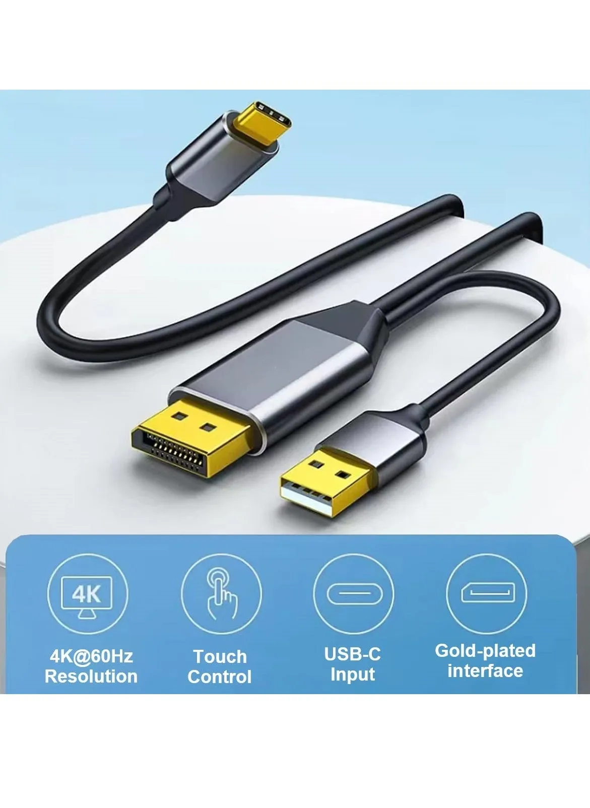 كابل محول HDMI إلى USB C 4K60Hz 6.6FT، محول DP ذكر إلى Type-C ذكر، HDMI 2.0 متوافق مع Xreal Air، Nreal Air، Steam Deck Dock، PS5، Xbox، شاشة محمولة-2