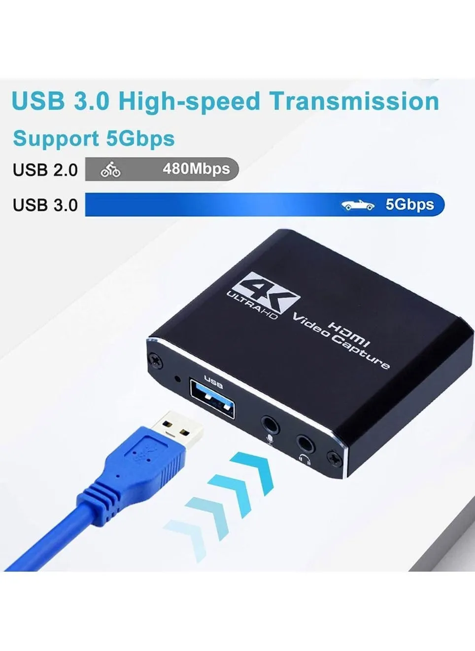 بطاقة التقاط الفيديو HDMI 4K ، USB3.0 1080P 60FPS HD Ultra Low Latency ، بطاقة التقاط الألعاب للألعاب / البث المباشر / مؤتمرات الفيديو لنينتندو سويتش / PS4 / Xbox One / OBS / الكاميرا / الكمبيوتر-2