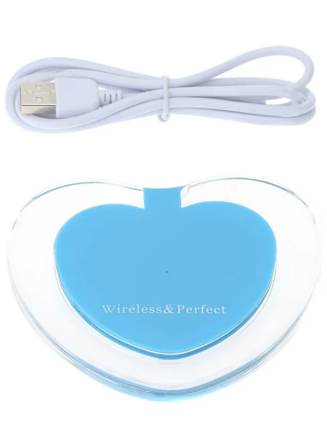 Heart Shape Charging Pad With Cable Blue/Clear-1