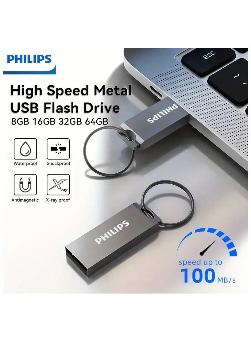 High-Speed Metal USB 2.0 Flash Drive - Retractable Thumb Drive 64GB, Shockproof & Antimagnetic Storage Device with Keyring for Data Transfer & Backup 64 GB-2