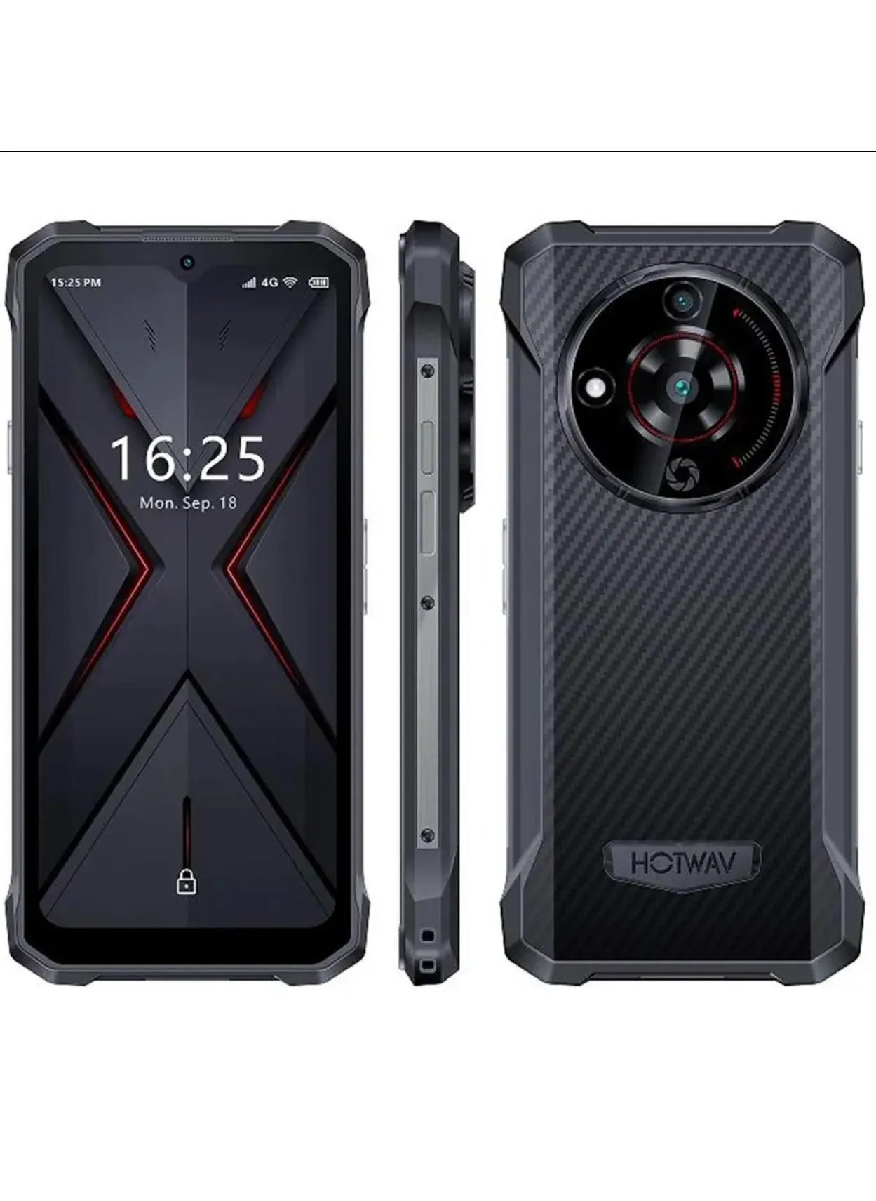 HOTWAV T7 Rugged 4GB+128GB 6280mAh UltraThin 6.52'' HD+ Display Smartphone Graphite Black-1