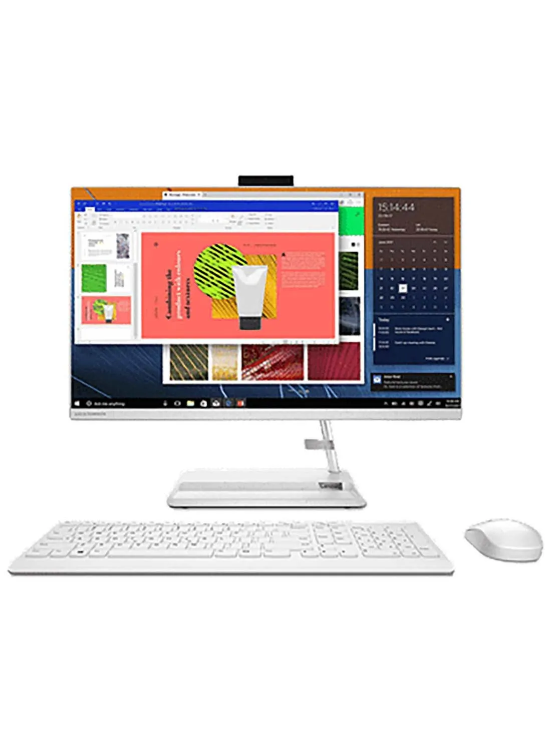 كمبيوتر محمول آيديا سنتر AIO 3 24IAP7 بشاشة مقاس 23.8 بوصة ومعالج كور i7-1260P وذاكرة وصول عشوائي سعة 8 جيجابايت ومحرك أقراص SSD سعة 512 جيجابايت وبطاقة رسومات إنتل lris XE ونظام تشغيل Windows 11 Home إنجليزي/عربي أبيض-1