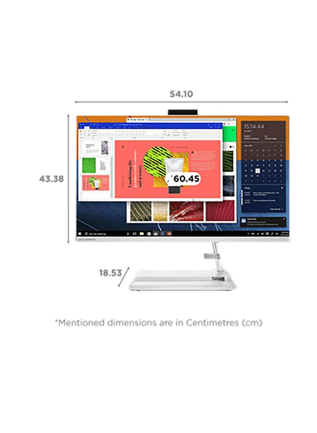 كمبيوتر محمول آيديا سنتر AIO 3 24IAP7 بشاشة مقاس 23.8 بوصة ومعالج كور i7-1260P وذاكرة وصول عشوائي سعة 8 جيجابايت ومحرك أقراص SSD سعة 512 جيجابايت وبطاقة رسومات إنتل lris XE ونظام تشغيل Windows 11 Home إنجليزي/عربي أبيض-2