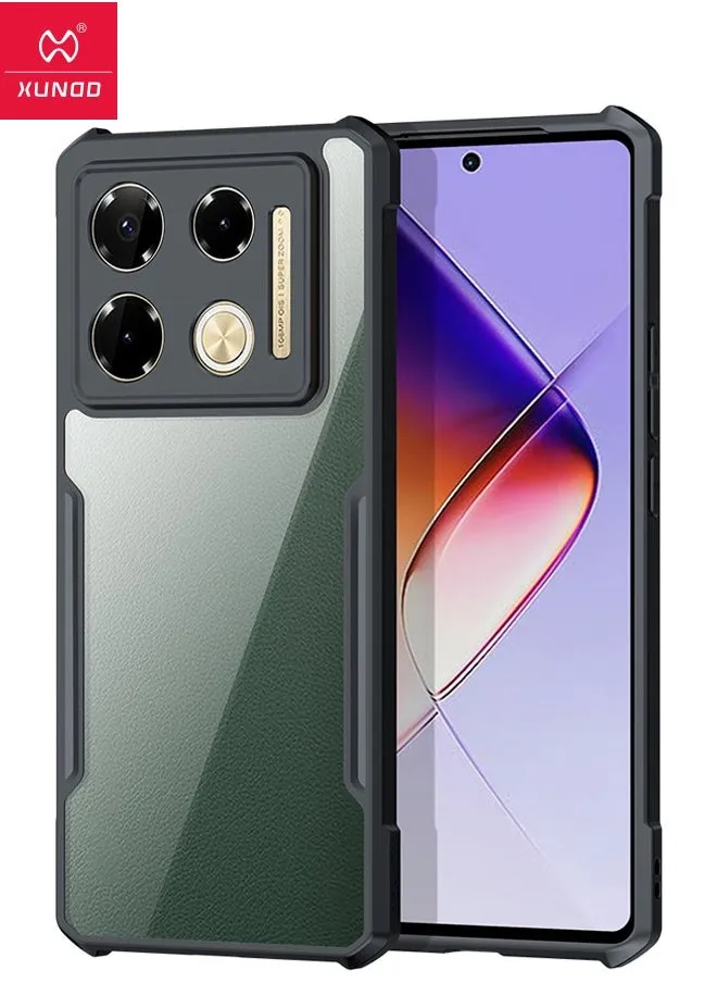 حافظة Infinix Note 40 Pro/40 Pro+، لوحة خلفية من الأكريليك الشفاف + غطاء إطار ناعم أسود من مادة TPU، غطاء حافظة معتمد مقاوم للسقوط من الدرجة العسكرية SGS لهاتف Infinix Note 40 Pro/40 Pro+ 5G-1