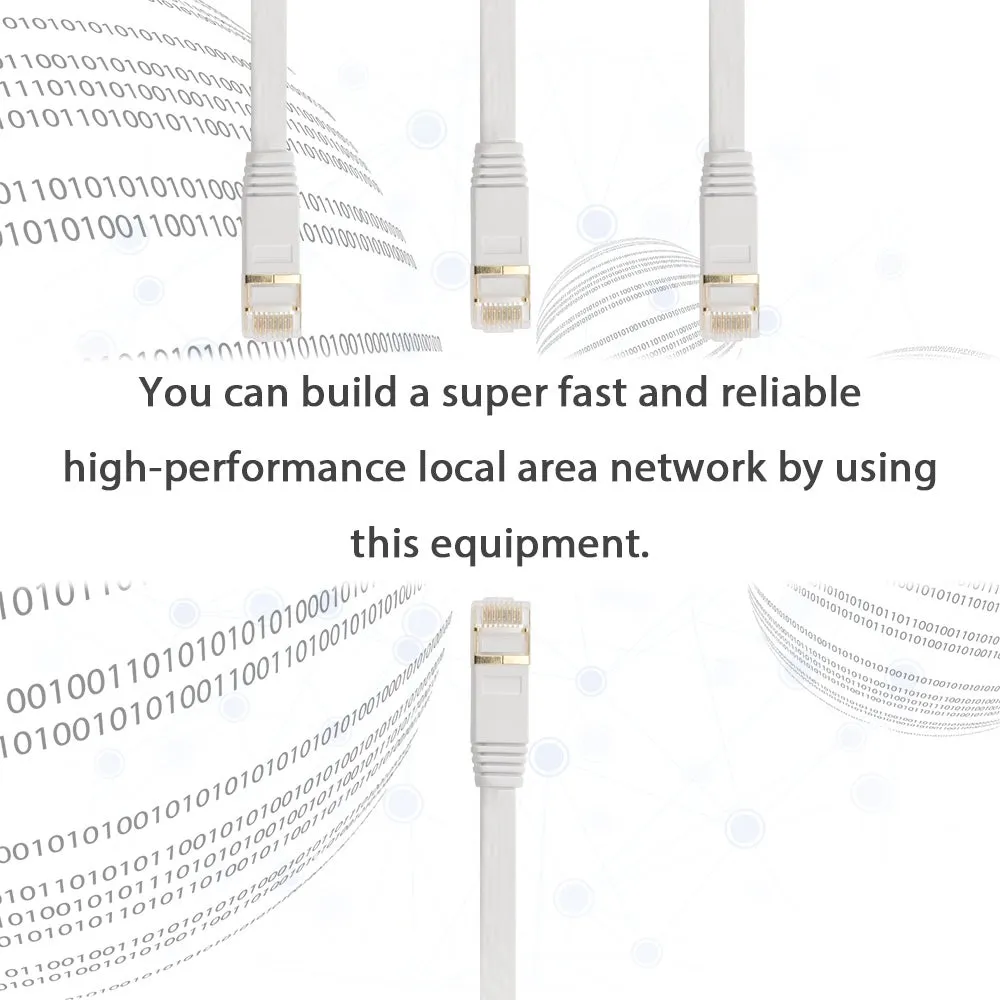 كابل LAN مسطح لشبكة الإنترنت أبيض-2