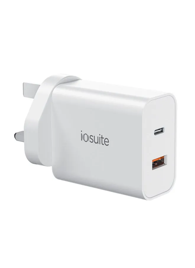 شاحن حائط سريع iOsuite PD Daul بقوة 45 واط مع مخرج USB A وUSB-C، أبيض-1