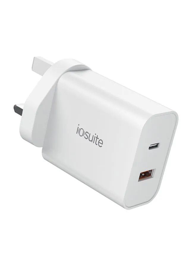 شاحن حائط سريع iOsuite PD Daul بقوة 45 واط مع مخرج USB A وUSB-C، أبيض-2