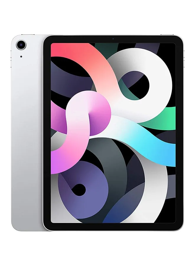 iPad Air 2020 (الجيل الرابع) مقاس 10.9 بوصات وسعة 256 غيغابايت بتقنية WiFi ويدعم تقنية 4G LTE باللون الفضي مع تطبيق Facetime - إصدار عالمي-1